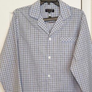 Pajamas mens new size XL cotton Roundtree & Yorke blue white plaid